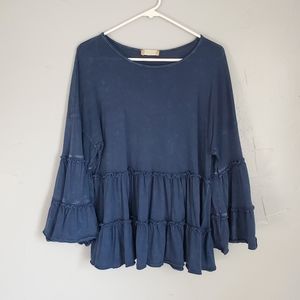 Blue Ruffled Blouse